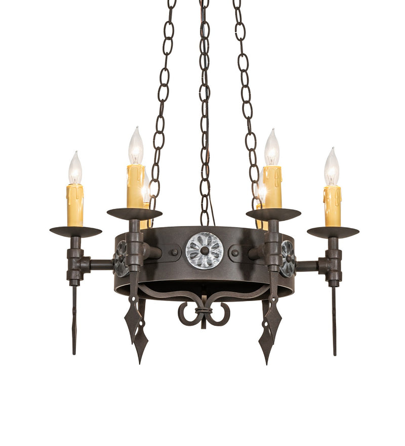 Meyda Tiffany 111562 Six Light Chandelier, Dark Roast & Aged Steel