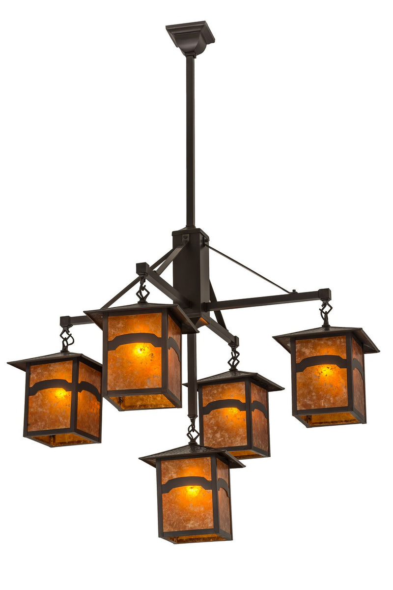 Meyda Tiffany 61406 Five Light Chandelier, Craftsman Brown