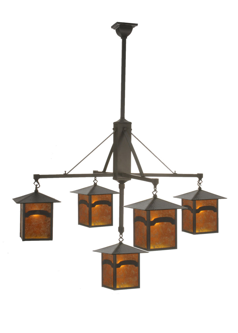 Meyda Tiffany 61406 Five Light Chandelier, Craftsman Brown