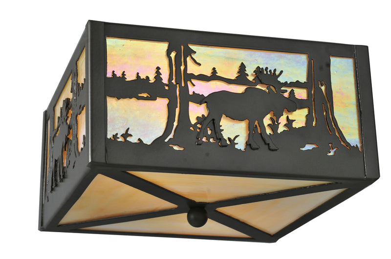 Meyda Tiffany 68282 Two Light Flushmount, Mahogany Bronze