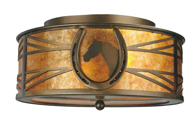 Meyda Tiffany 71079 Two Light Flushmount, Antique Copper