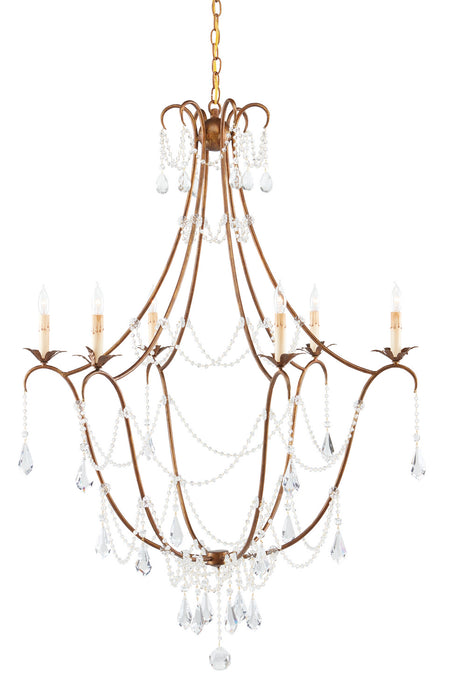 Currey and Company 9048 Six Light Chandelier, Rhine Gold