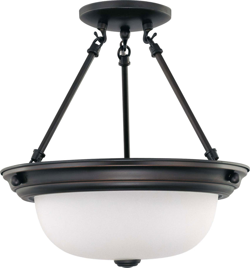 Nuvo Lighting 60-3149 Two Light Semi Flush Mount, Mahogany Bronze