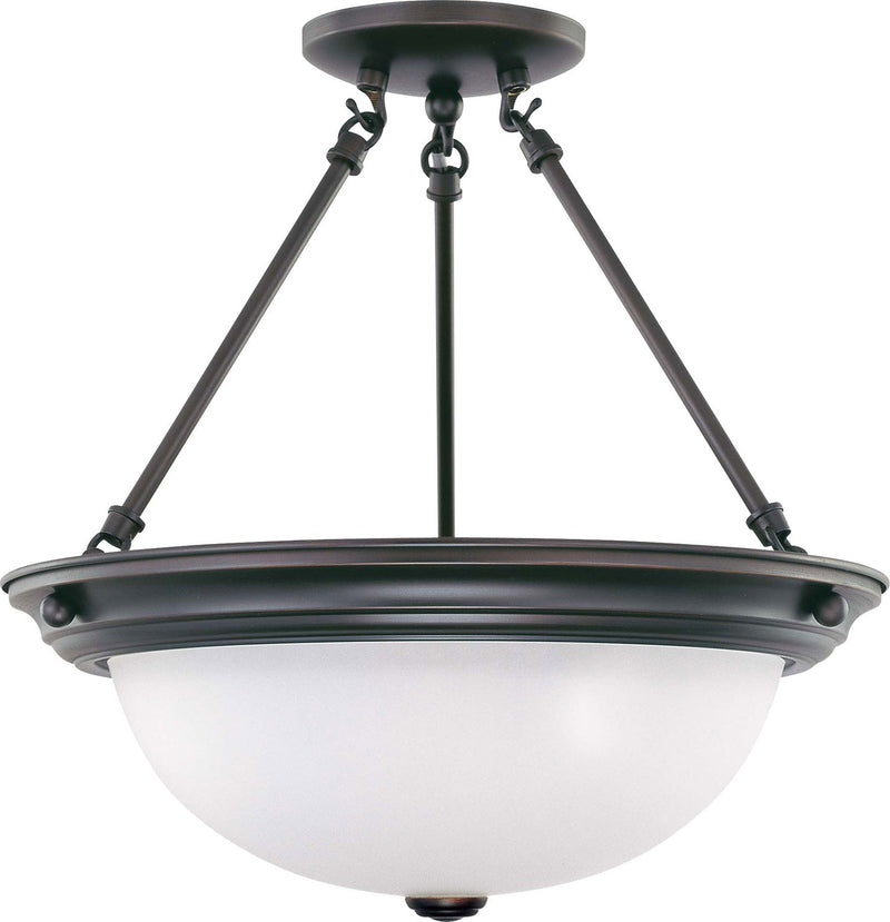 Nuvo Lighting 60-3151 Three Light Semi Flush Mount, Mahogany Bronze