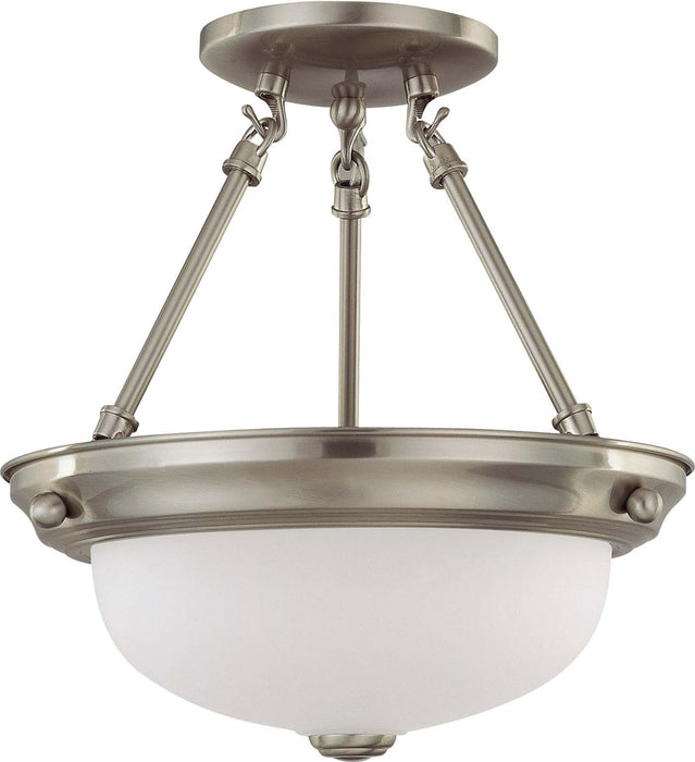Nuvo Lighting 60-3244 Two Light Semi Flush Mount, Brushed Nickel