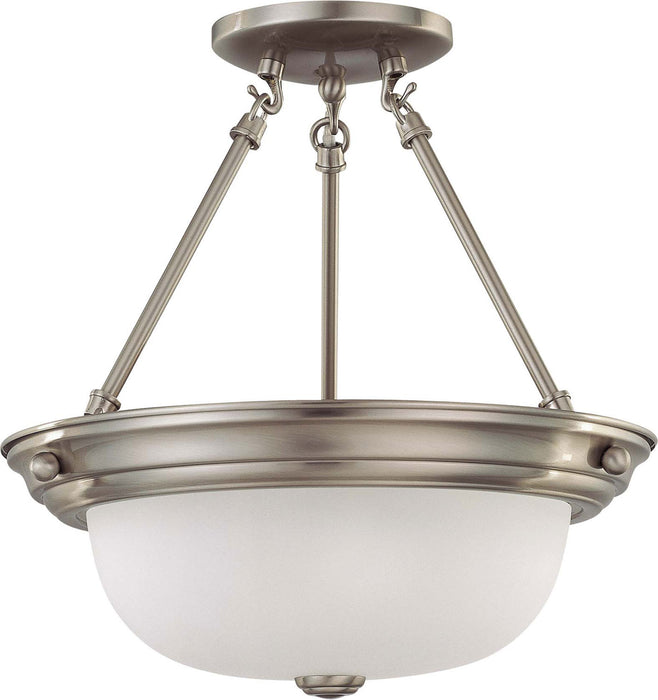 Nuvo Lighting 60-3245 Two Light Semi Flush Mount, Brushed Nickel