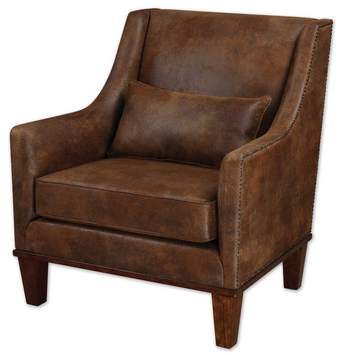 Uttermost 23030 Arm Chair, Antiqued Brass
