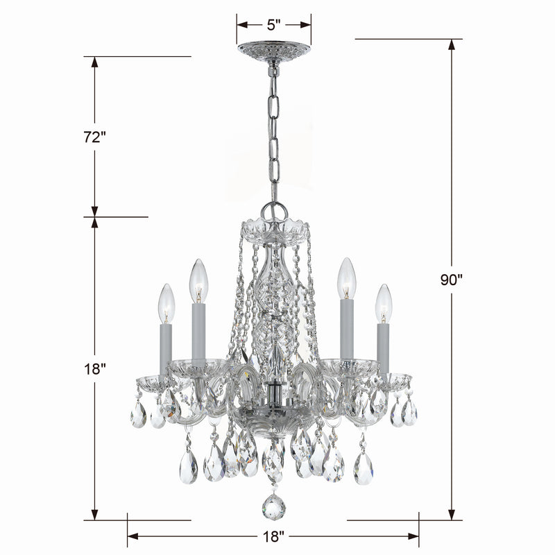Crystorama 1061-CH-CL-MWP Five Light Mini Chandelier, Polished Chrome
