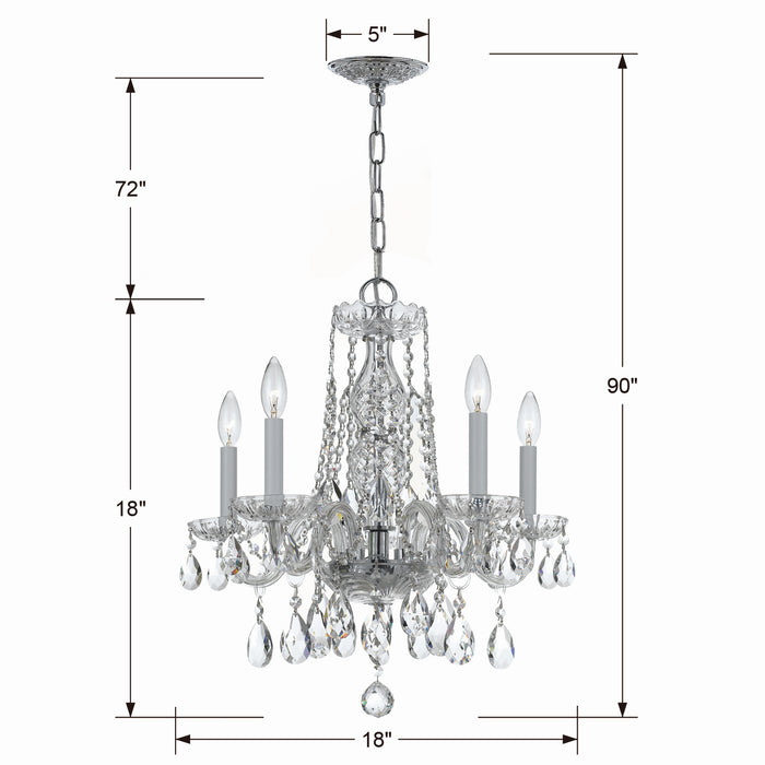 Crystorama 1061-CH-CL-SAQ Five Light Mini Chandelier, Polished Chrome