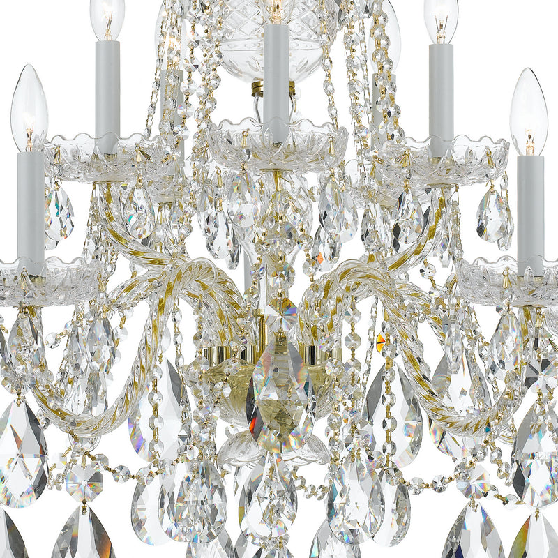 Crystorama 1110-PB-CL-MWP Ten Light Chandelier, Polished Brass