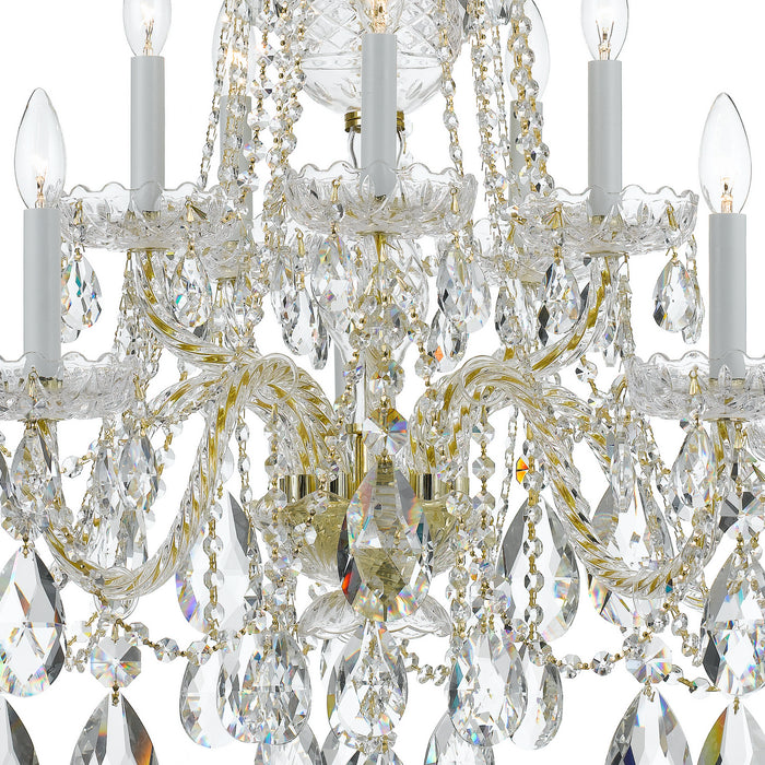 Crystorama 1110-PB-CL-S Ten Light Chandelier, Polished Brass