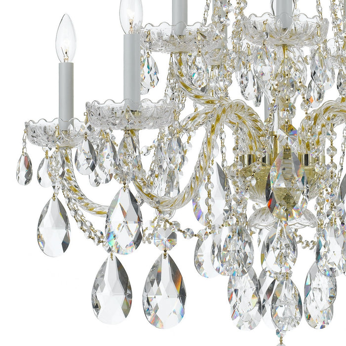 Crystorama 1110-PB-CL-SAQ Ten Light Chandelier, Polished Brass