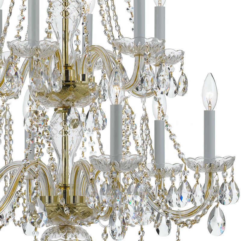 Crystorama 1137-PB-CL-MWP 12 Light Chandelier, Polished Brass
