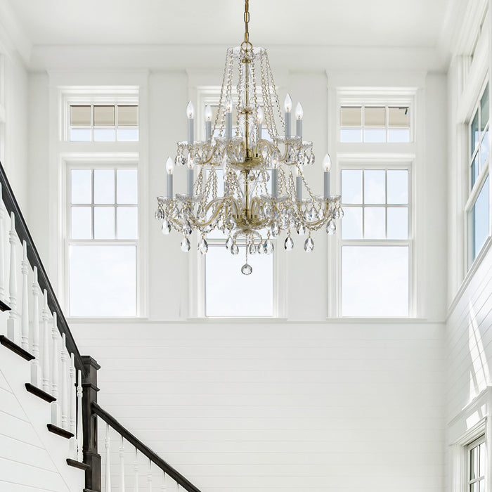 Crystorama 1137-PB-CL-MWP 12 Light Chandelier, Polished Brass