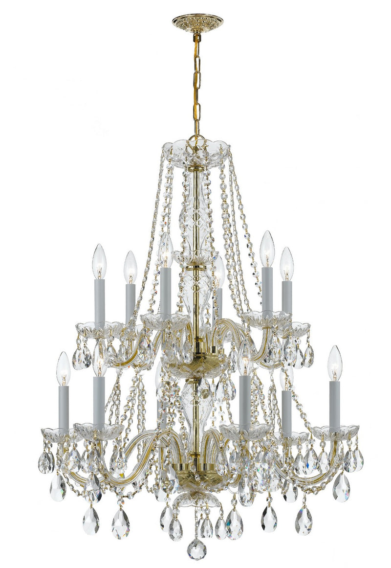 Crystorama 1137-PB-CL-MWP 12 Light Chandelier, Polished Brass