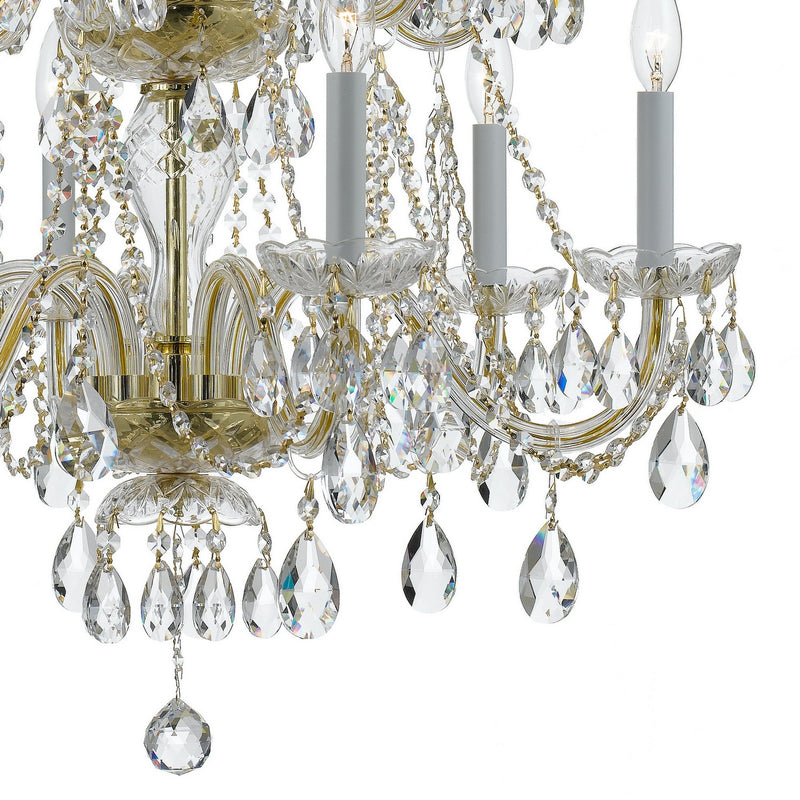 Crystorama 1137-PB-CL-S 12 Light Chandelier, Polished Brass