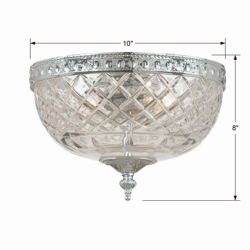 Crystorama 117-10-CH Two Light Flush Mount, Polished Chrome
