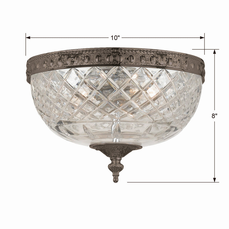 Crystorama 117-10-EB Two Light Flush Mount, English Bronze