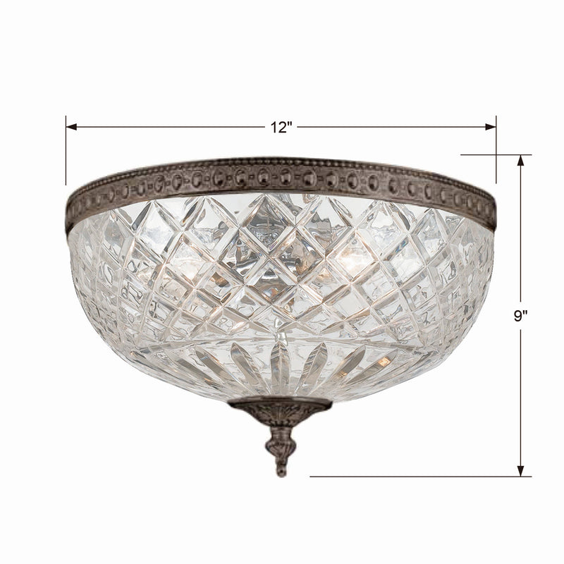 Crystorama 117-12-EB Three Light Flush Mount, English Bronze