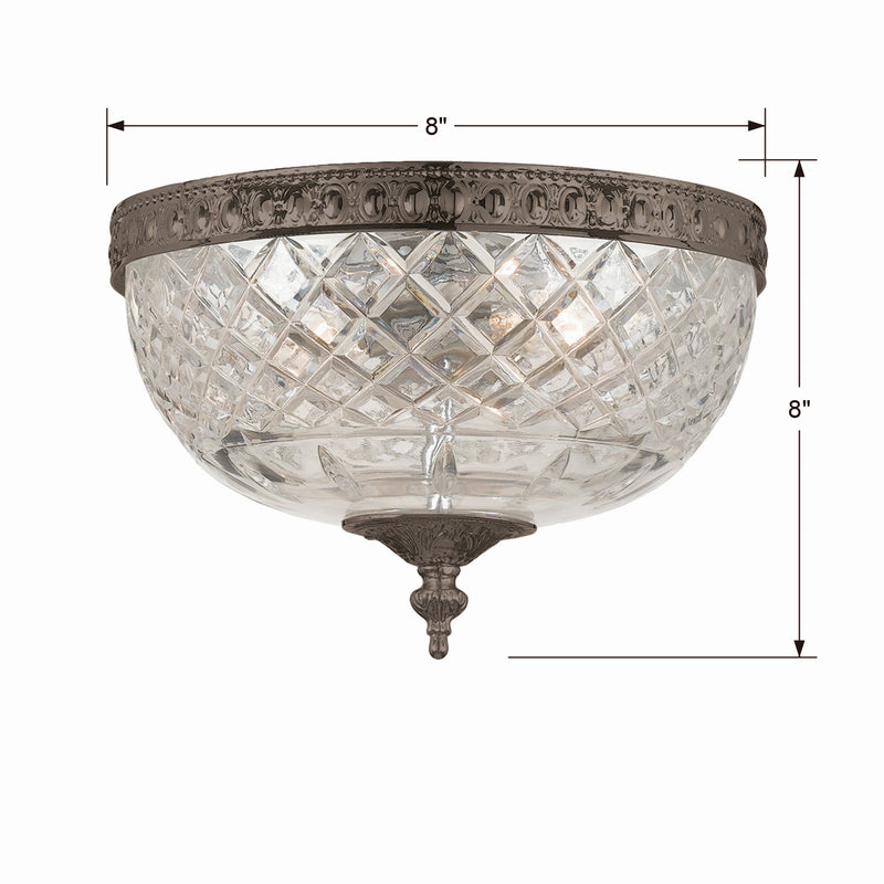 Crystorama 117-8-EB Two Light Flush Mount, English Bronze