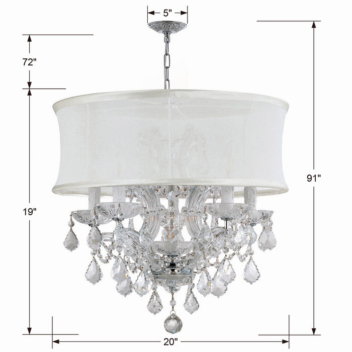 Crystorama 4415-CH-SMW-CLQ Six Light Mini Chandelier, Polished Chrome