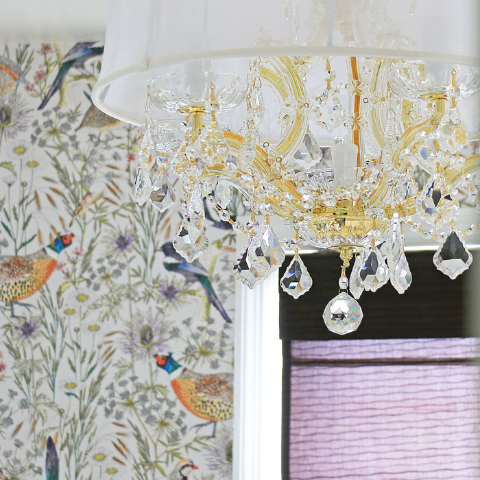 Crystorama 4415-GD-SMW-CLM Six Light Chandelier, Gold
