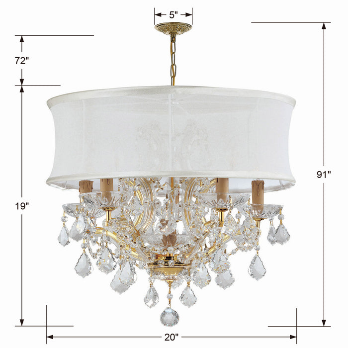 Crystorama 4415-GD-SMW-CLM Six Light Chandelier, Gold