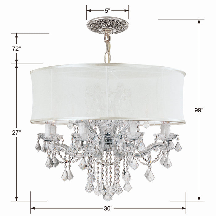 Crystorama 4489-CH-SMW-CLM 12 Light Chandelier, Polished Chrome