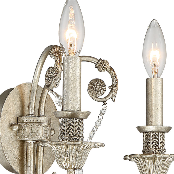 Crystorama 5112-OS-CL-MWP Two Light Wall Sconce, Olde Silver