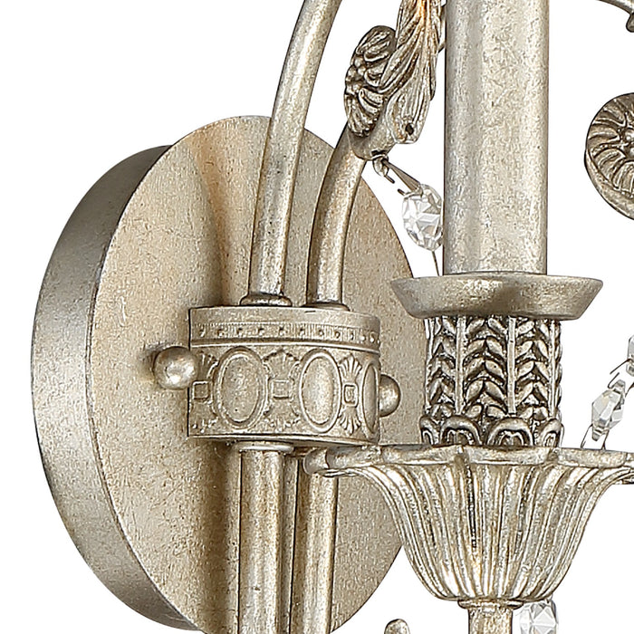 Crystorama 5112-OS-CL-MWP Two Light Wall Sconce, Olde Silver