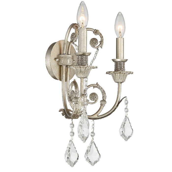Crystorama 5112-OS-CL-MWP Two Light Wall Sconce, Olde Silver