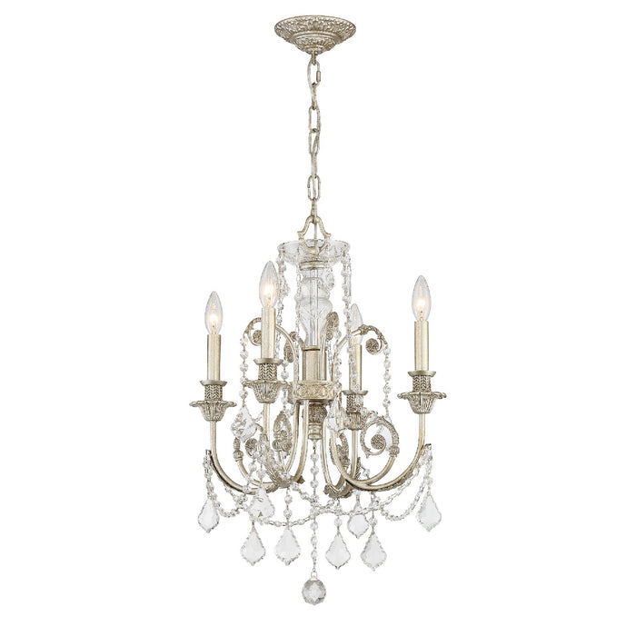 Crystorama 5114-OS-CL-MWP Four Light Mini Chandelier, Olde Silver