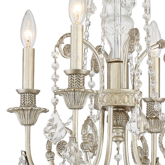 Crystorama 5114-OS-CL-MWP Four Light Mini Chandelier, Olde Silver