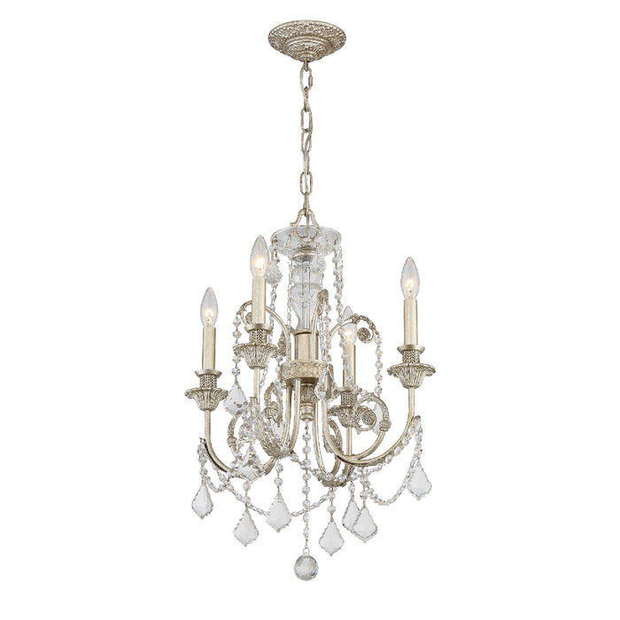 Crystorama 5114-OS-CL-MWP Four Light Mini Chandelier, Olde Silver