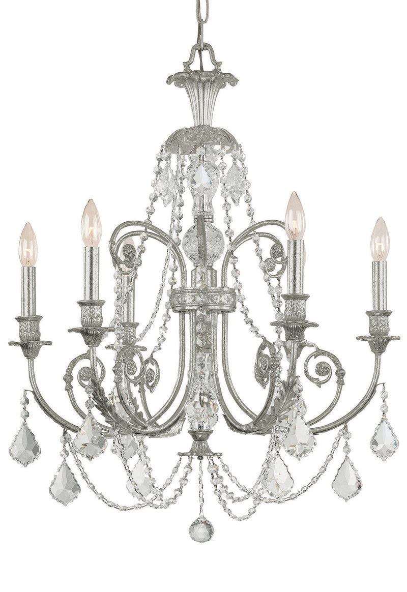 Crystorama 5116-OS-CL-MWP Six Light Chandelier, Olde Silver