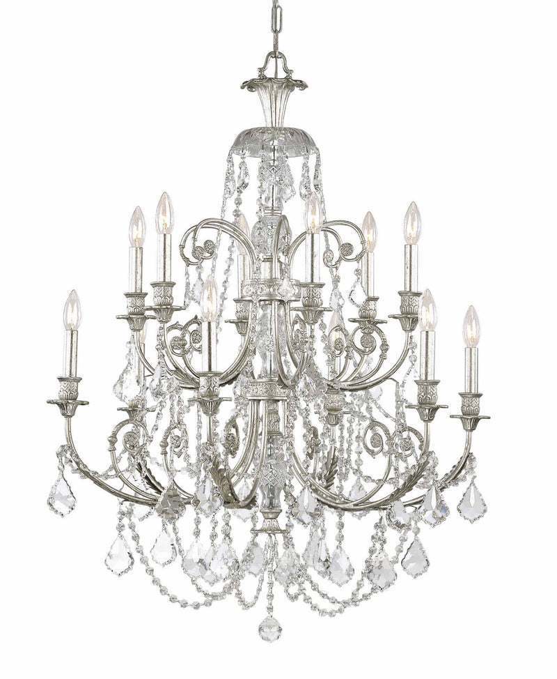 Crystorama 5119-OS-CL-MWP 12 Light Chandelier, Olde Silver