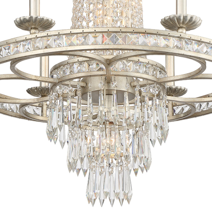 Crystorama 5266-OS-CL-MWP Ten Light Chandelier, Olde Silver