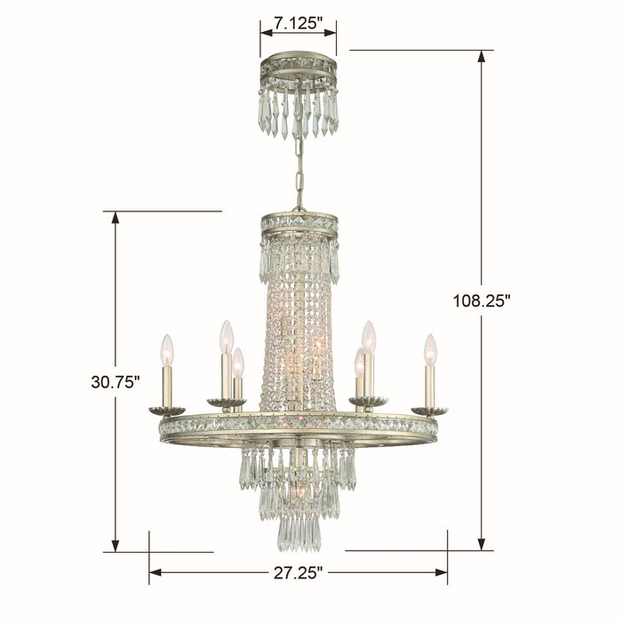 Crystorama 5266-OS-CL-MWP Ten Light Chandelier, Olde Silver