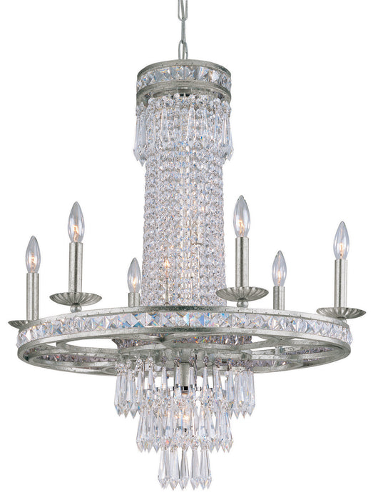 Crystorama 5266-OS-CL-MWP Ten Light Chandelier, Olde Silver