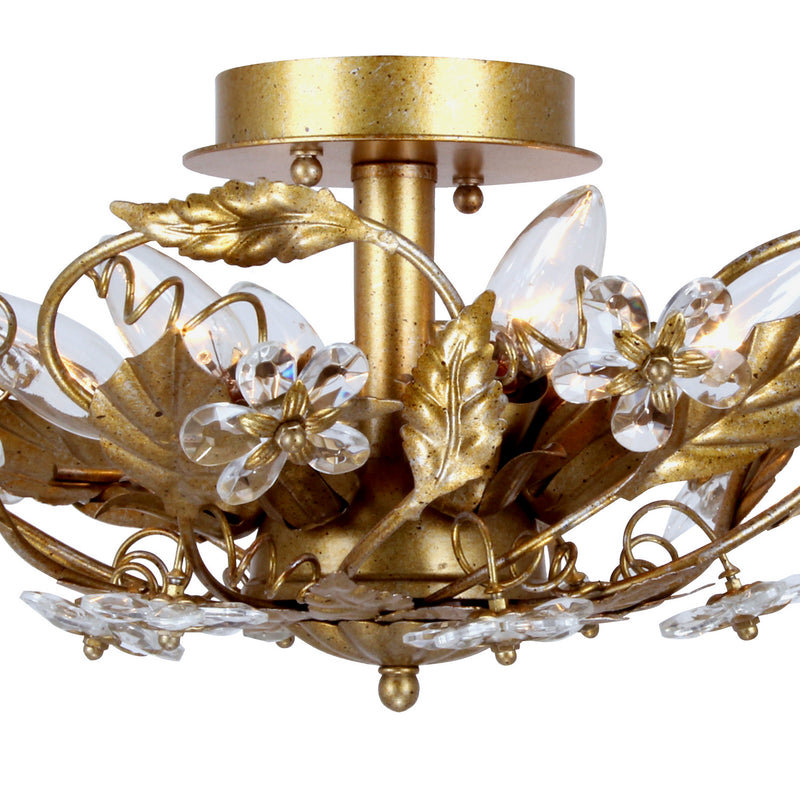 Crystorama 5316-GL Six Light Semi Flush Mount, Gold Leaf