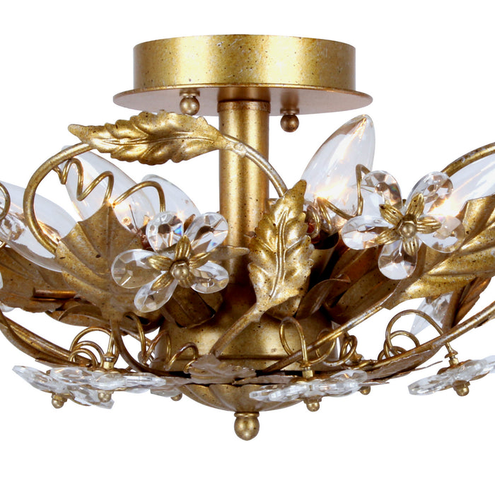 Crystorama 5316-GL Six Light Semi Flush Mount, Gold Leaf