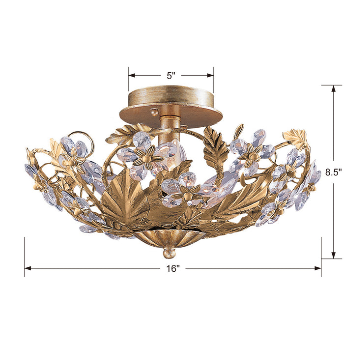 Crystorama 5316-GL Six Light Semi Flush Mount, Gold Leaf