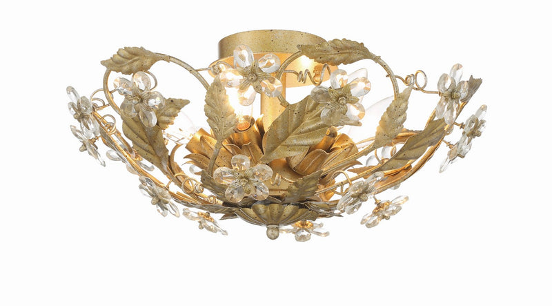 Crystorama 5316-GL Six Light Semi Flush Mount, Gold Leaf