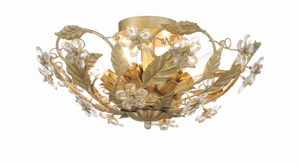 Crystorama 5316-GL Six Light Semi Flush Mount, Gold Leaf