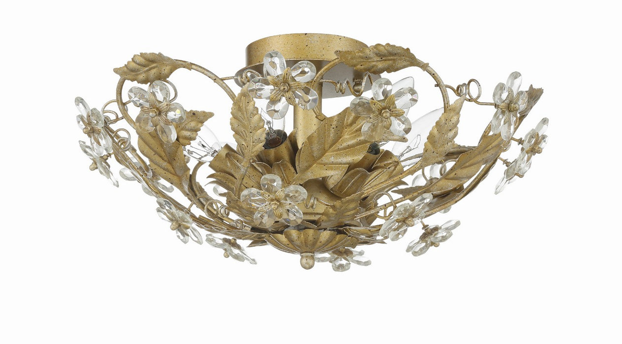 Crystorama 5316-GL Six Light Semi Flush Mount, Gold Leaf