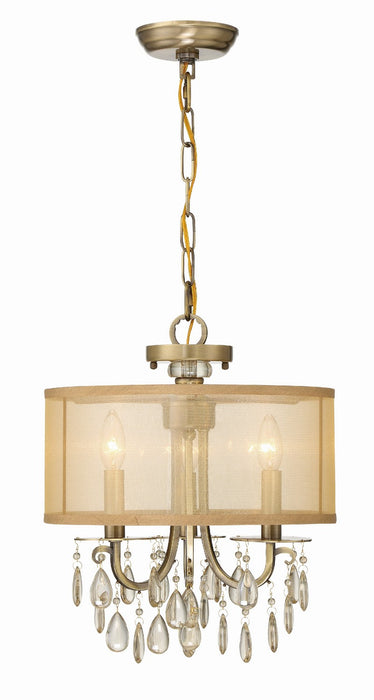 Crystorama 5623-AB Three Light Mini Chandelier, Antique Brass