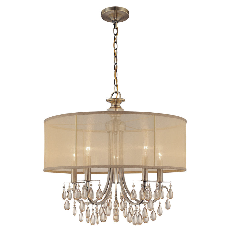 Crystorama 5625-AB Five Light Chandelier, Antique Brass