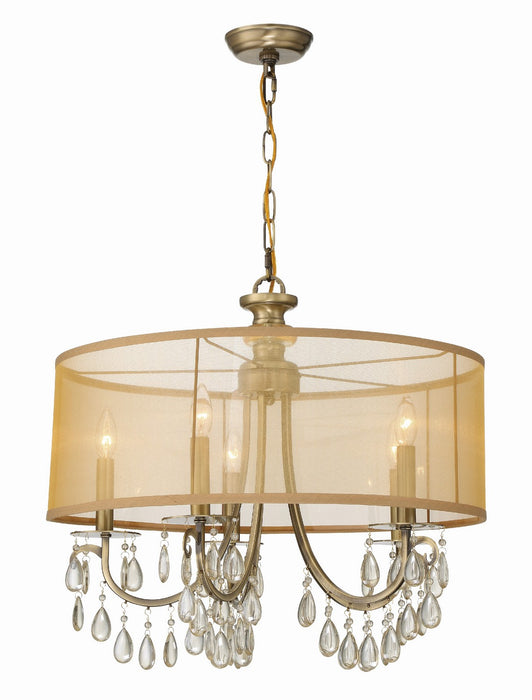 Crystorama 5625-AB Five Light Chandelier, Antique Brass