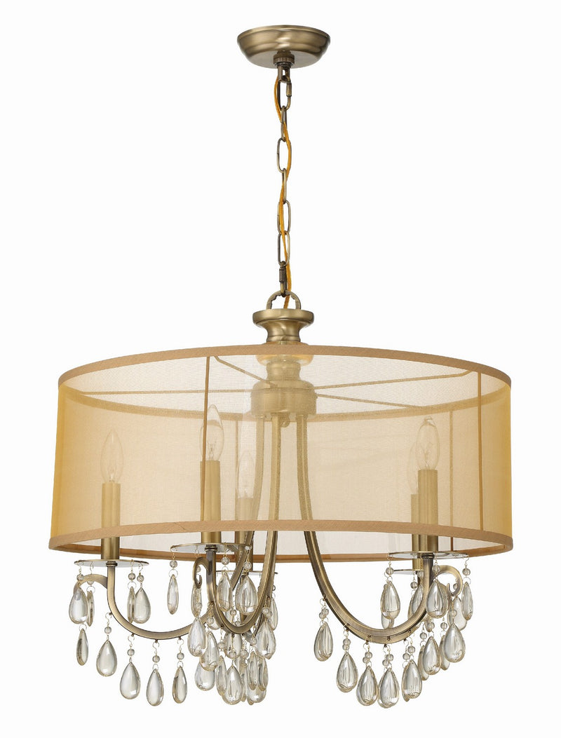 Crystorama 5625-AB Five Light Chandelier, Antique Brass