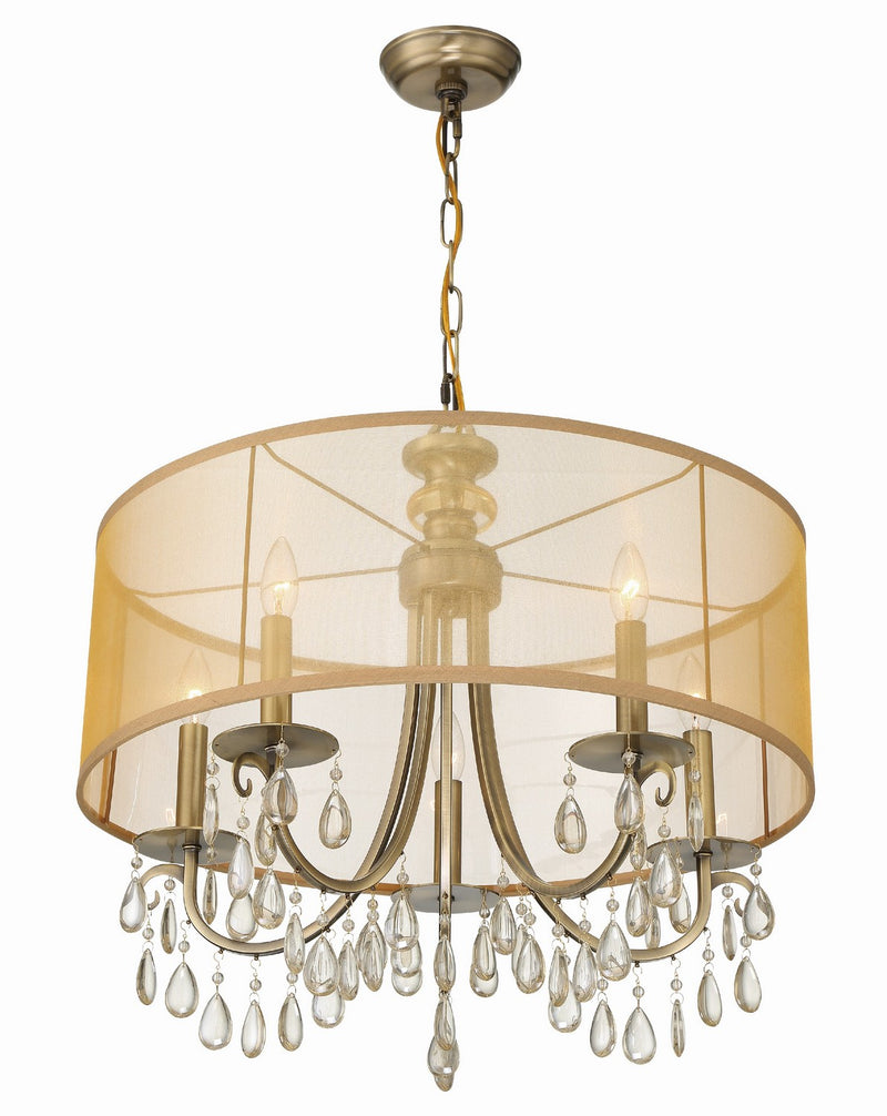 Crystorama 5625-AB Five Light Chandelier, Antique Brass